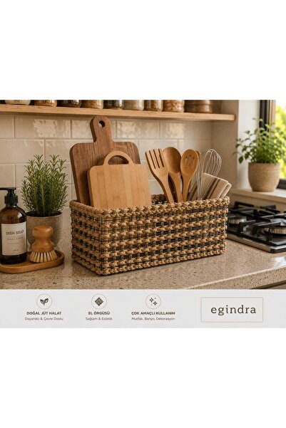 Egindra Wicker Weave Organizer Basket, Corner Decorative Kitchen Organizer