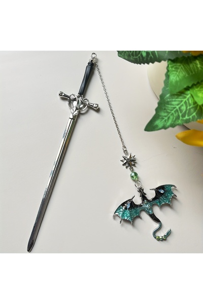 Choice1 blue Bview Art Medieval Dragon Sword Bookmark for Readers Alloy Fanta...