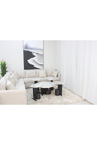 GLAMOURE HOME Modern Round Tables Coffee and Dining Table Set of 5