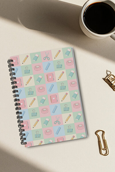 giftkonsept Cute School Themed Pastel Colored A5 50 Sheets 100 Pages Spiral L...