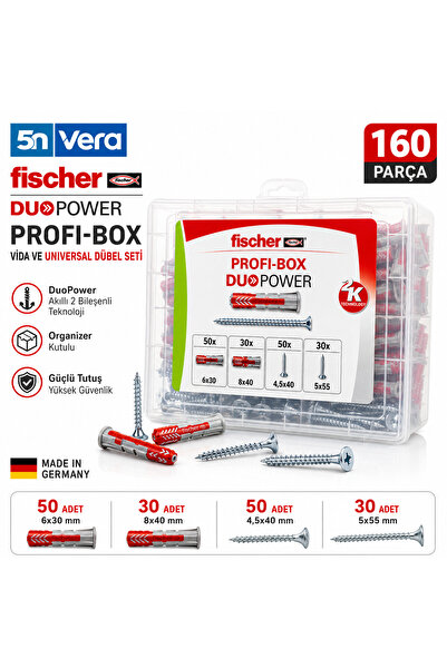 Fischer DuoPower Profi-Box 160 Parça Vida ve Universal Dübel Seti | 6x30 ve 8...