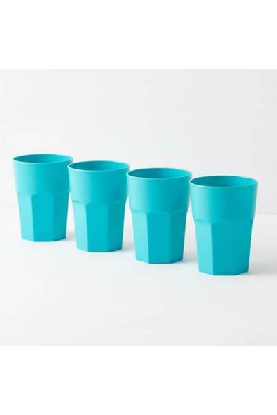 SyaMAG Set de 4 pahare din plastic durabile, reutilizabile, turcoaz, 330 ml