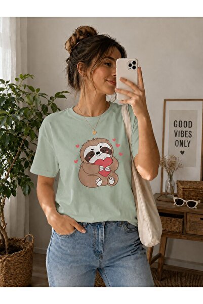 3S MODA تي شيرت نسائي أساسي مطبوع رقميًا من Sloth