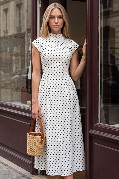 Hiccup Polka Dot Print Boat Neck Maxi Dress