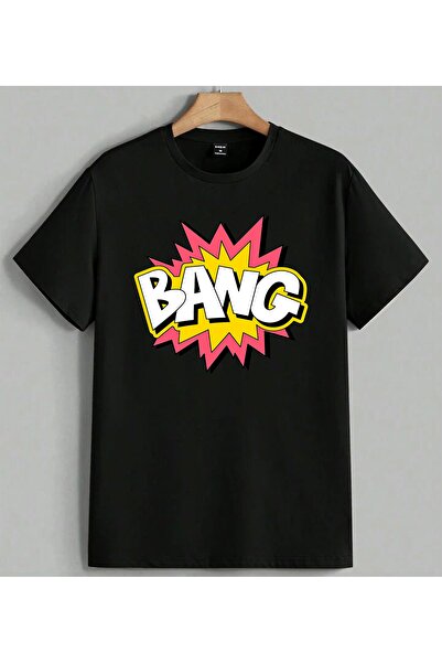 ELFERA Bang Comic Art Explosion Printed Unisex Oversize T-Shirt Black