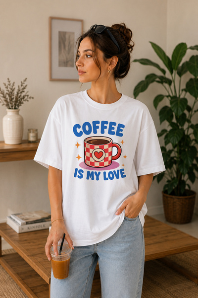 BAGAND تي شيرت فاخر مطبوع عليه عبارة "Is My Love Is My Love" للجنسين، مصنوع م...