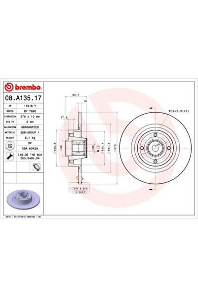 Brembo Set Discuri Frana Fengxing Joyear X5/Joyear Microbus Renault Megane 2/...