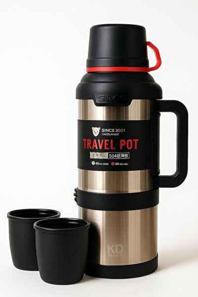 NEVVALİFE Travel Pot Çelik Gümüş Renk Termos 3,6 Litre 48 Saat Sıcak Soğuk Da...