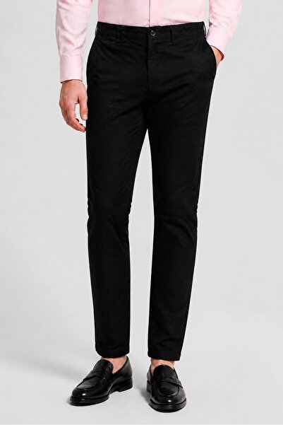 Larsson & Co Men Slim Fit Plain Chino Pants, Dark Navy