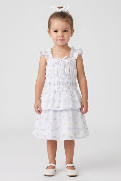 NANETTE LEPORE Toddlers Girl 2 Pieces Floral Print Sleeveless Dress With Scru...