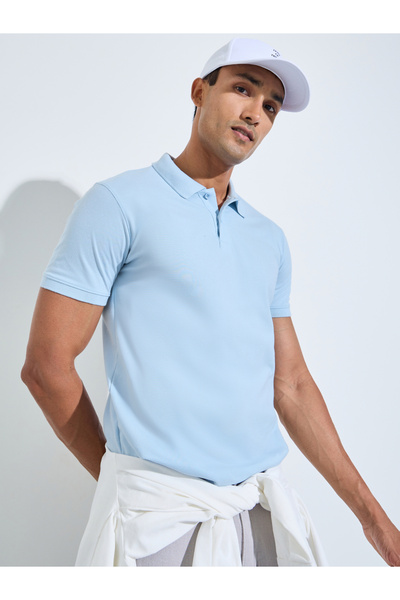 Styli Men Regular Fit Solid Pique Polo with Ribbed Collar
