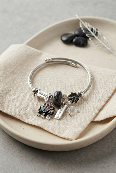 evimdeyokyok Black Color Elephant Charm Bracelet Tj-Bb8788