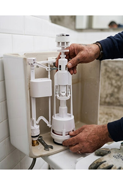 ZERO LAND Nhr-Hlss Push-Down Cistern Inner Set with Bottom Inlet Silent Water...