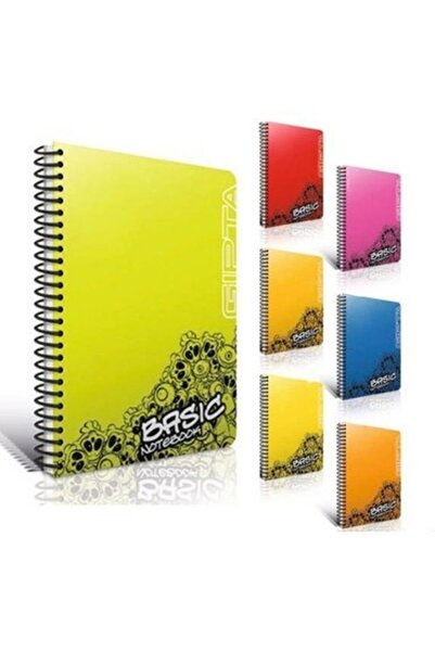 Gıpta Basic A4 Plastik Kapak Spiralli Defter Kareli 96 Yaprak 1541 (Karışık R...