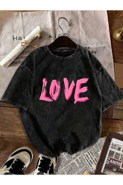 HOFFNUNG Unisex Oversize Vintage Washed Street Style Μόδα του δρόμου Βαμβακερ...