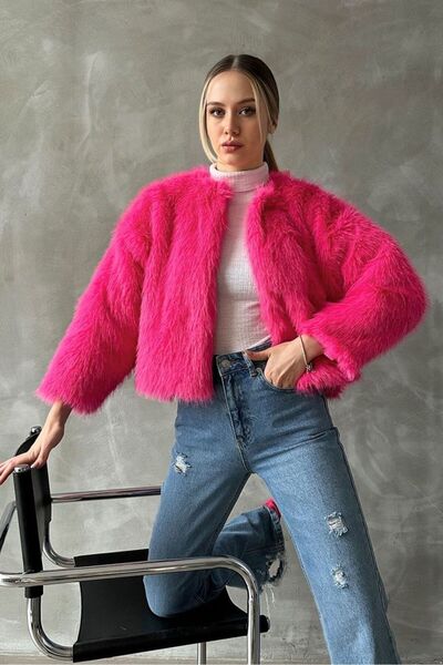 VERYMODA Fuchsia Faux Fur Jacket |   F1615