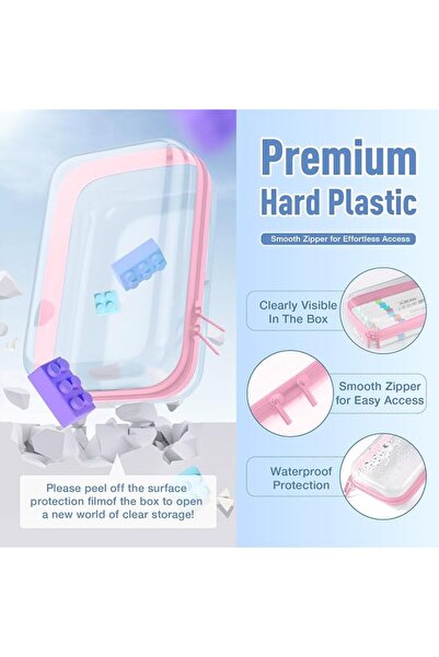 KASTWAVE قطعتان من حافظات بلاستيكية شفافة صلبة بسحاب، صناديق بلاستيكية للتنظي...