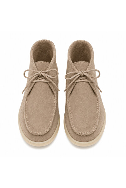 a ayak&kabım official Genuine Leather Beige Suede Women's Boots Lace-Up Warm ...