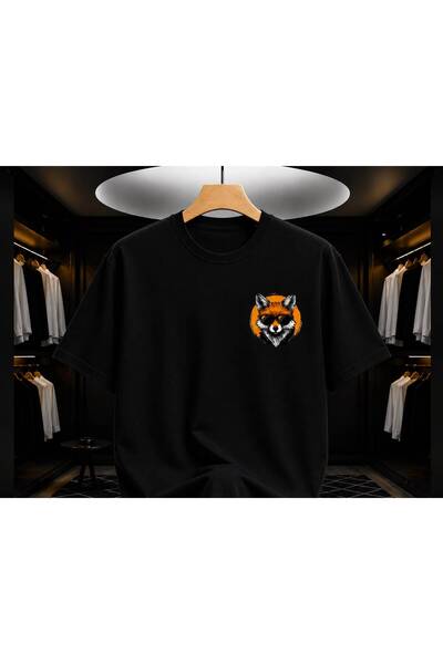 EYMORA Black Glasses Fox Minimal Print Unisex T-Shirt – Cool Animal Design fo...