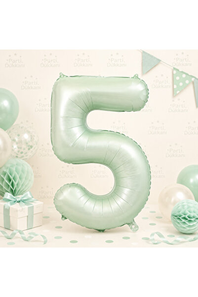 Parti Dükkanı 16 Inch 36 cm Green 5 Number Foil Balloon Birthday Age Balloon ...