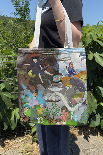 ZipZap Miyazaki V1 Summer and Winter Double-Sided Canvas Print Tote Bag Anime...