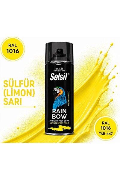 Selsil RAİNBOW AKRİLİK SPREY BOYA SÜLFÜR (LİMON) SARI RAL 1016 (400ML)