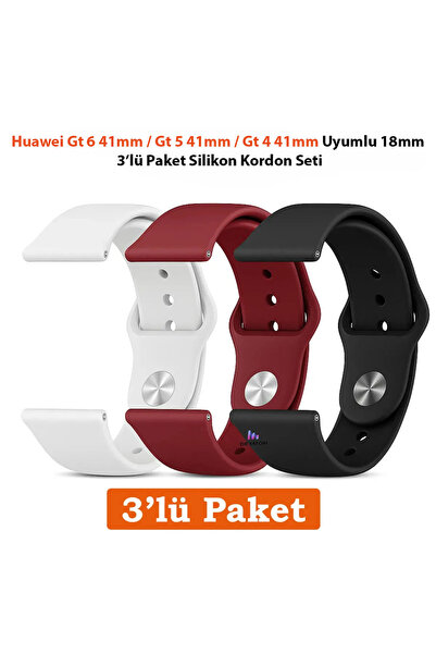 Dexmon Huawei Gt 7 / Gt 6 / Gt 5 / Gt 4 / 41mm Uyumlu 18mm 3'lü Paket Silikon...