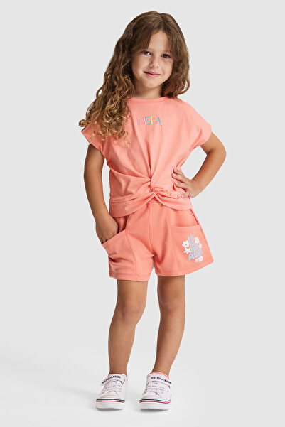U.S. Polo Assn. شورت محبوك للفتيات من سالمون 50325681-VR204