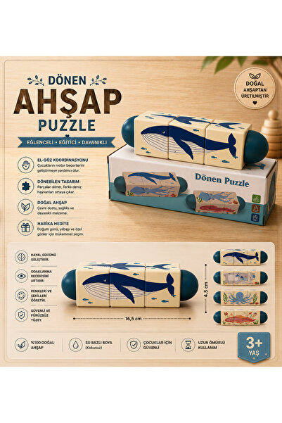 DÖNEN AHŞAP PUZZLE BALİNA SERİSİ