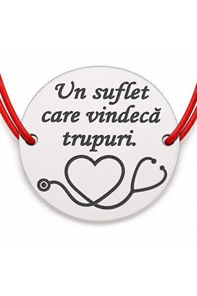 Simoshop Brățară argint 925 mesaj medic, șnur reglabil — cadou