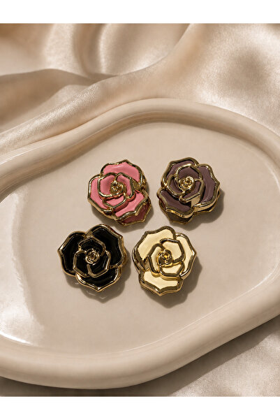 Elmosia Jewelry 4-Piece Rose Hair Clip with Gold Detail, Strong Hold, Women's...
