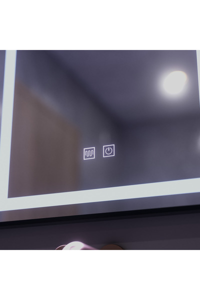 Alista Home Oglindă dreptunghiulară cu LED, 60x80cm, Control tactil pe margine, Sistem anti-aburire, Ramă neagră
