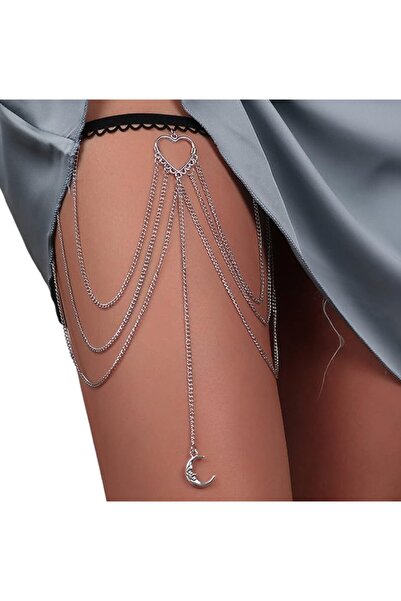 REDz Accessories Верижка за тяло за крак, Модни бижута, Сърце и луна, Множест...