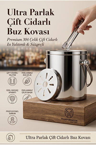 Transformacion Çift Cidarlı Isı Yalıtımlı Buz Kovası Termosu 1 L - Ultra Parl...