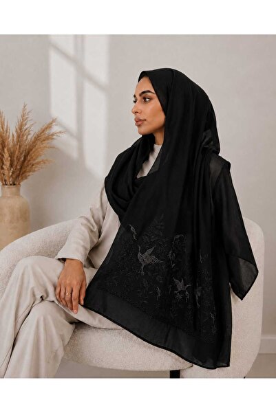 Veil Designer طرحة اوريغامي بوال اسود بتطريز اسودلا قماش ياباني بتطريز مختلف ...