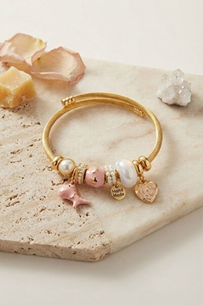norsary Trex and Heart Pink Charm Bracelet