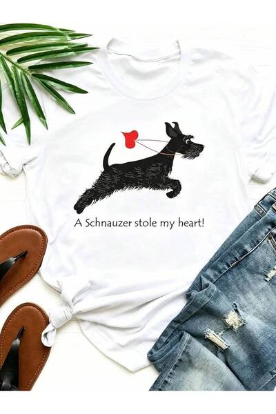 Astogria13 تي شيرت مطبوع عليه A Schnauzer My Heart للفتيات من Haruku Kawa Dog...