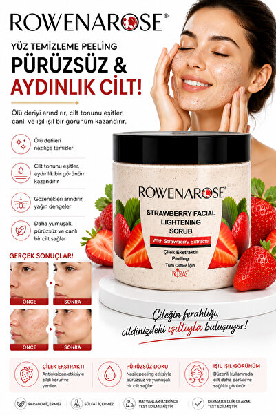 ROWENAROSE Çilek Özlü Yüz Temizleme Peelingi 500ml