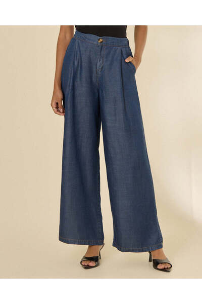 REDTAG Women Blue Tencel Wide Leg Pants
