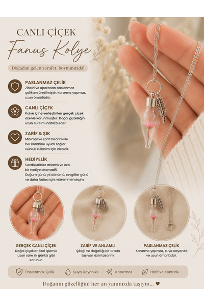 TR Fanus Necklace with Flower Figure, Gift, Stainless and Tarnish-Resistant Steel