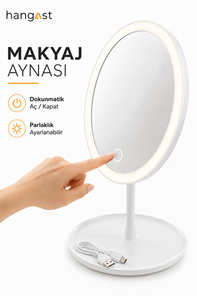 HANGAST LED Makyaj Aynası Dokunmatik Işıklı Ayna USB Şarjlı Ayarlanabilir Par...