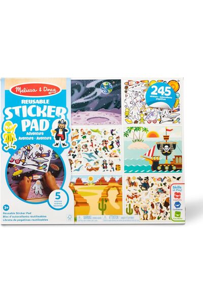 Melissa & Doug Reusable Sticker Pad Adventure Pad – Over 245 Reusable Cling‑S...