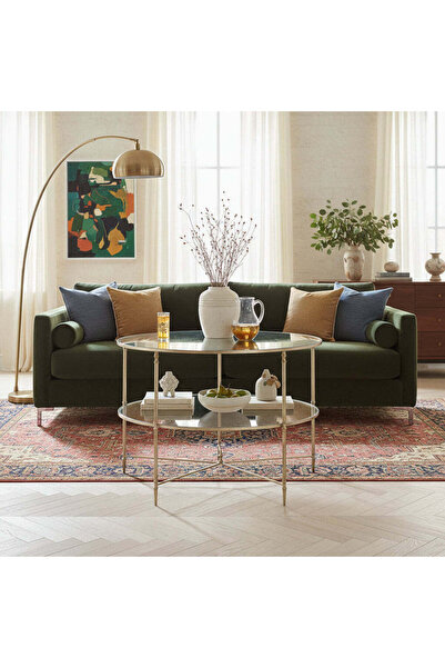 UTTERMOST طاولة قهوة مستديرة فضية اللون من هينزلر، مقاس 106 عرض × 76 ارتفاع ×...