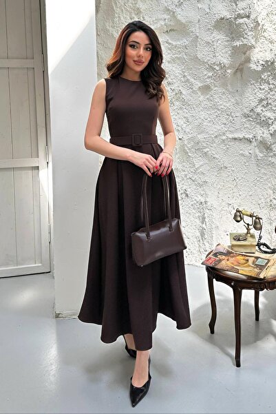 Clothes Fast Rochie de damă, muștar, cu guler halter și croială evazată