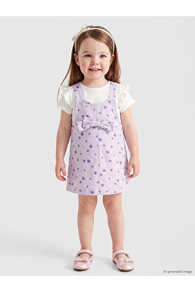 LC Waikiki Trendlucky Floral Baby Girl Salopet Dress and T-Shirt with Difference