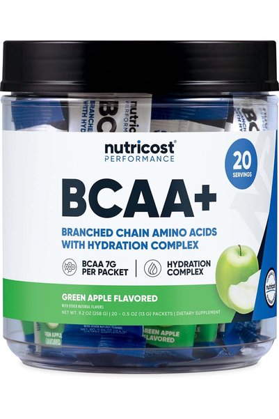 Nutricost BCAA+ Hydration Packets (Green Apple) 20 Stickpacks, Gluten-Free | ...
