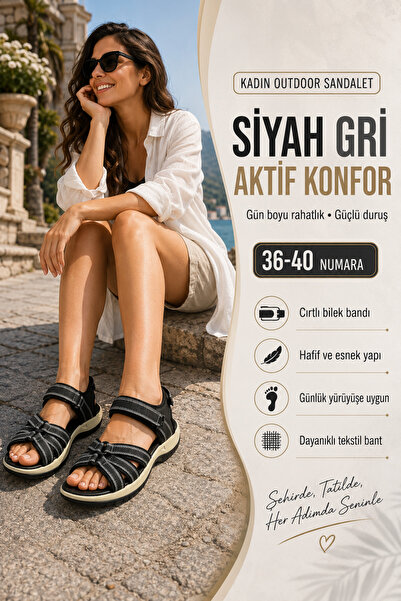 Miss Kiss Kadın Cırtlı Spor Sandalet Tekstil Bantlı Hafif Taban Günlük Yazlık...