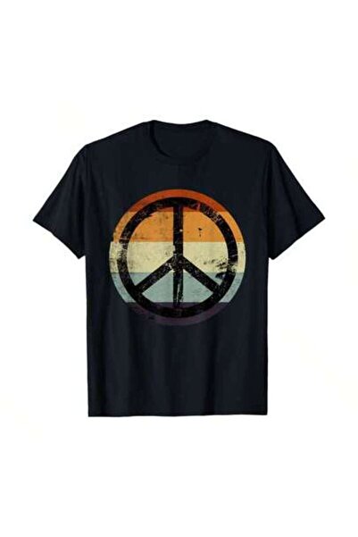 29CUN Retro Distressed Peace Sign Unisex Premium Print Tee, Soft Cotton For D...
