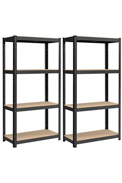 SONGMICS Set de 2 rafturi metalice cu 4 rafturi reglabile din MDF, 80x40x160 ...