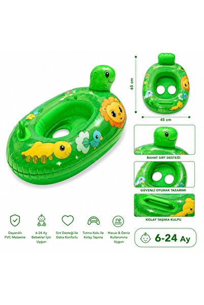 Miro Toys Bebek Yüzme Simidi 6-24 Ay Tutacaklı Sırt Destekli Havuz ve Deniz K...